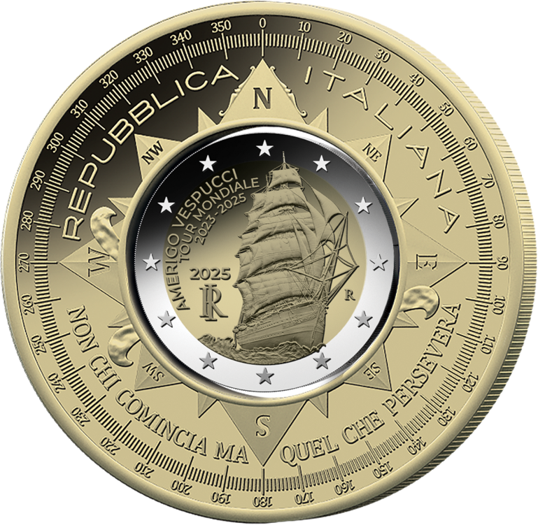 10 Euro Amerigo Vespucci 2025 Italia Moneta Ciambella 10 Euro Amerigo Vespucci 2025 Italia Moneta Ciambella