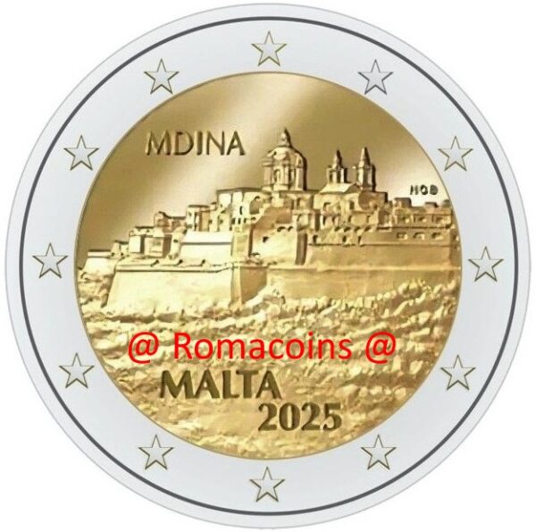 2 Euro Commemorativi 2025 Mdina Unc