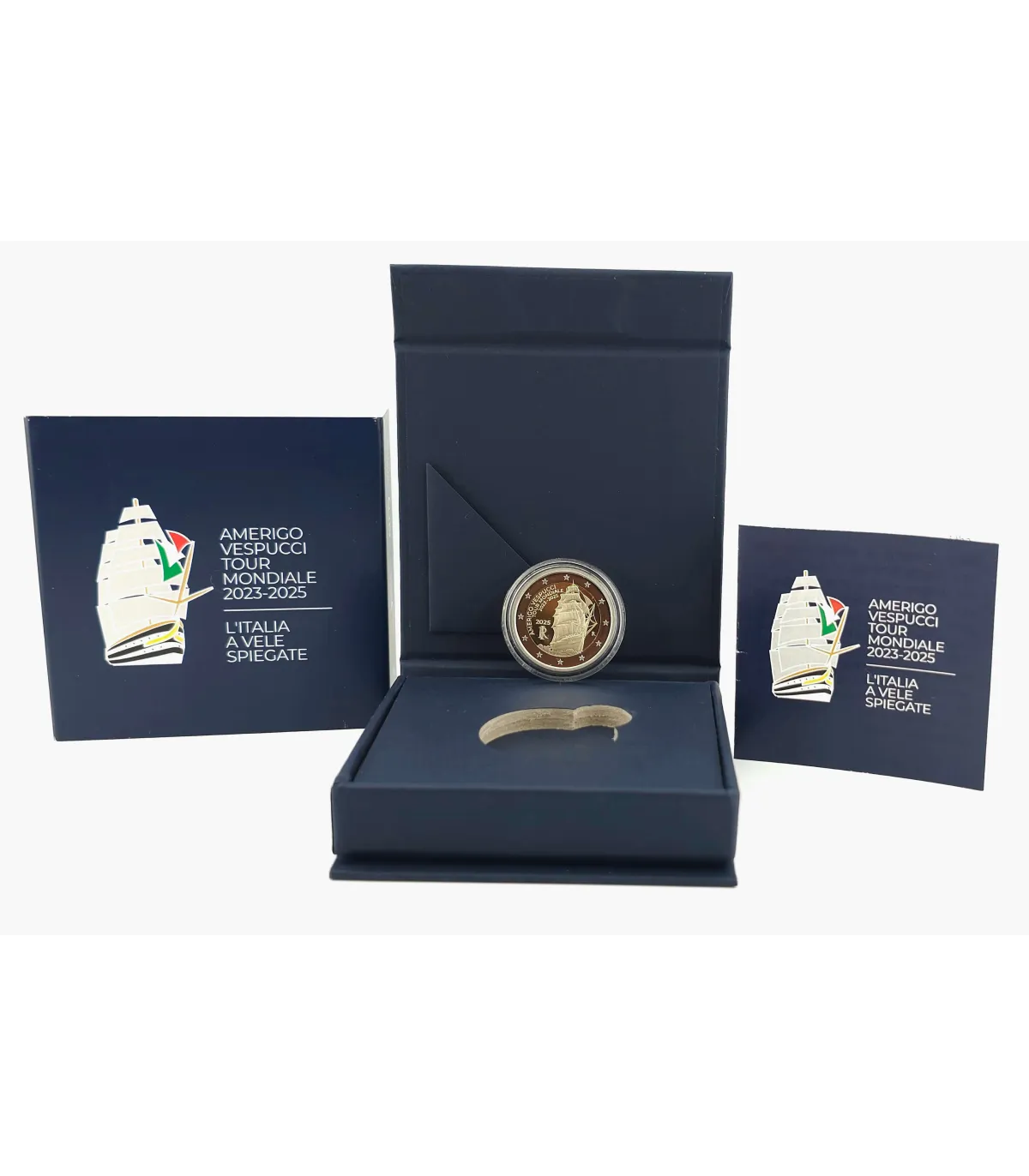 2-euro-fine-proof-be-italia-2025-amerigo-vespucci 2 Euro Commemorativi Italia 2025 Amerigo Vespucci Giubileo Proof