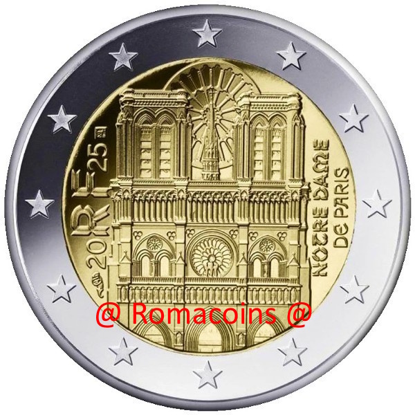 2 Euro Commemorativi Francia 2025 Cattedrale di Notre-Dame