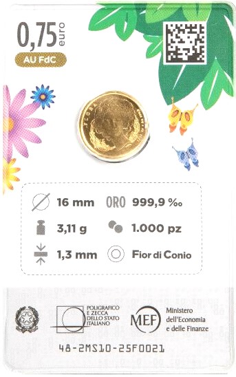 75 cent Serie Flora La Margherita Oro 999,9 Au Fdc