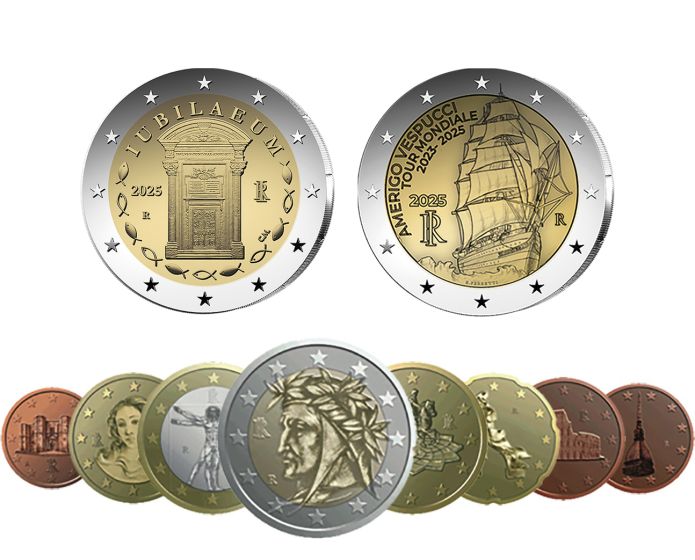 Divisionale Italia 2025 con 2 Monete da 2 Euro Comm. Proof