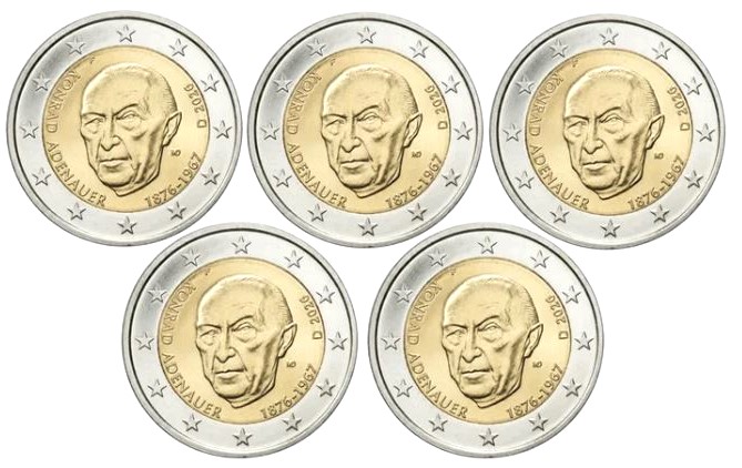 2 Euro Commemorativi 2026 Konrad Adenauer ADFGJ
