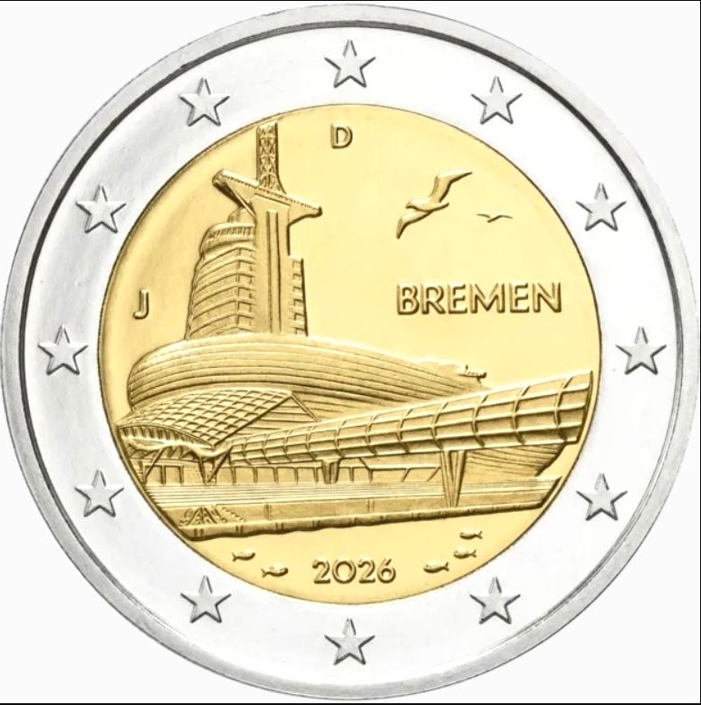 2 Euro Commemorativi 2026 Germania Bremen
