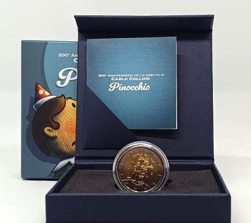2 Euro Coin Pinocchio Reverse Proof Italy 2026