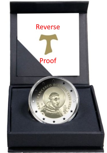 2 Euro Reverse San Francesco D'Assisi 2026 Italia Proof Fs