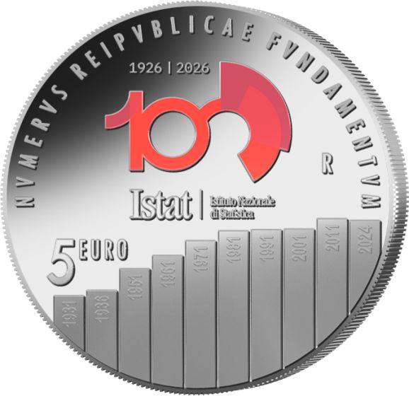 5 Euro Istat 2026 Italia Argento Fdc