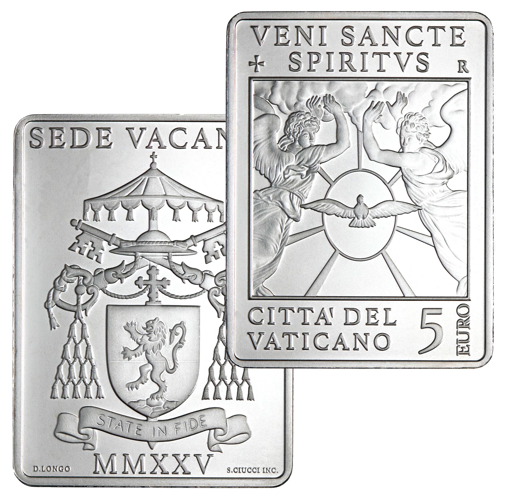 5 Euro Sede Vacante Vaticano 2025 Argento Fdc Rara