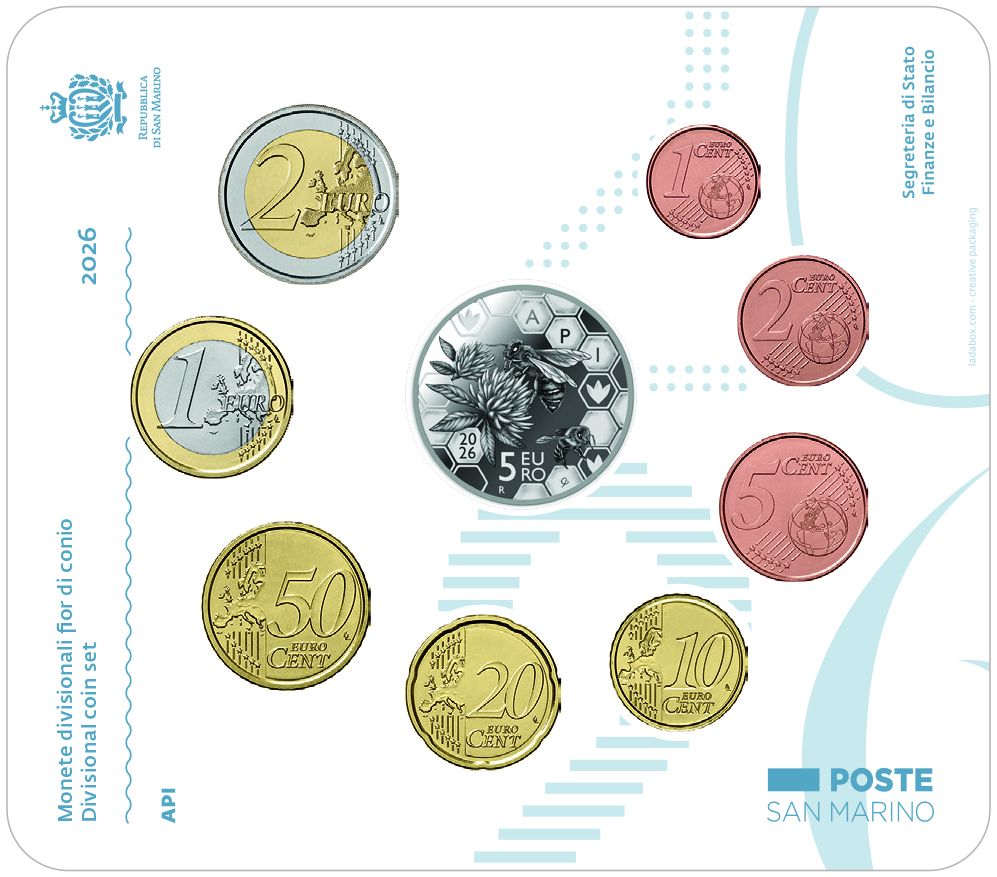 San Marino Kms 2026 Bienen 5 Euro Silber 9 Münzen St.