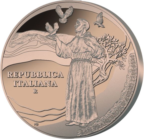 Triptych Copper Saint Francis Assisi 2026 Coins 0.75 Euro Bu