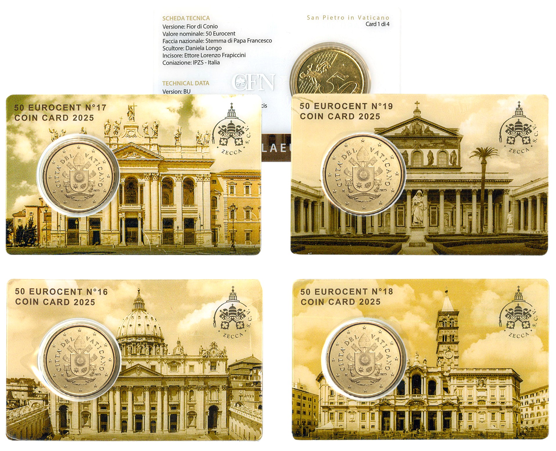 4 Vatican Coincard 2025 Papal Basilicas of Rome with 50 cc Bu 4 Vatican Coincard 2025 Papal Basilicas of Rome with 50 cc Bu