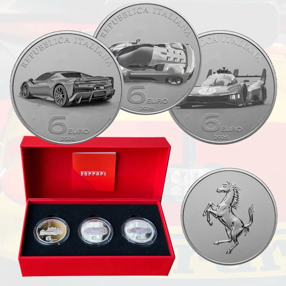 Trittico Ferrari 2026 Italia 6 Euro Argento Reverse Proof