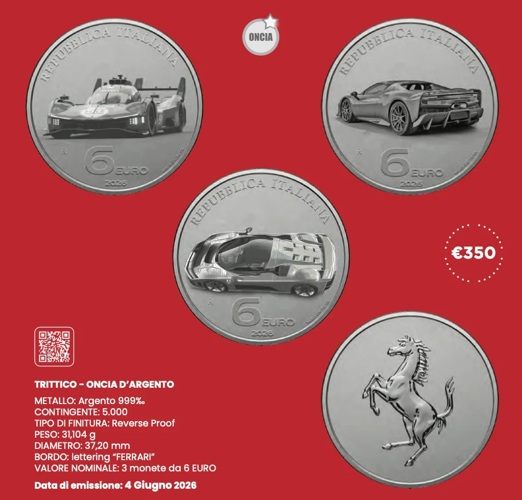 Trittico Ferrari 2026 Italia 6 Euro