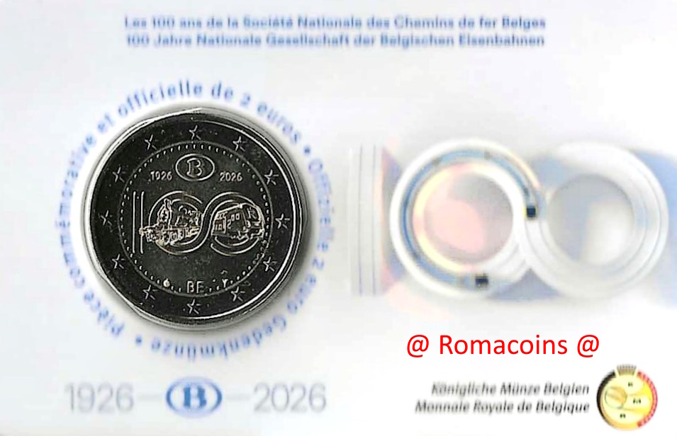 Coincard Belgio 2026 100 Anni Ferrovie Lingua Francese