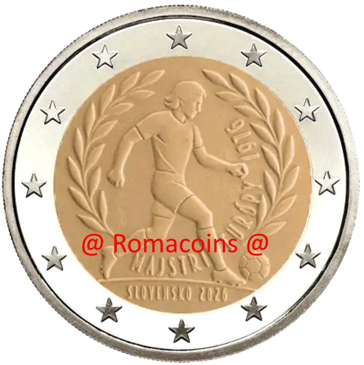 2 Euro Commemorativi Slovacchia 2026 Calcio Europei 1976 Unc