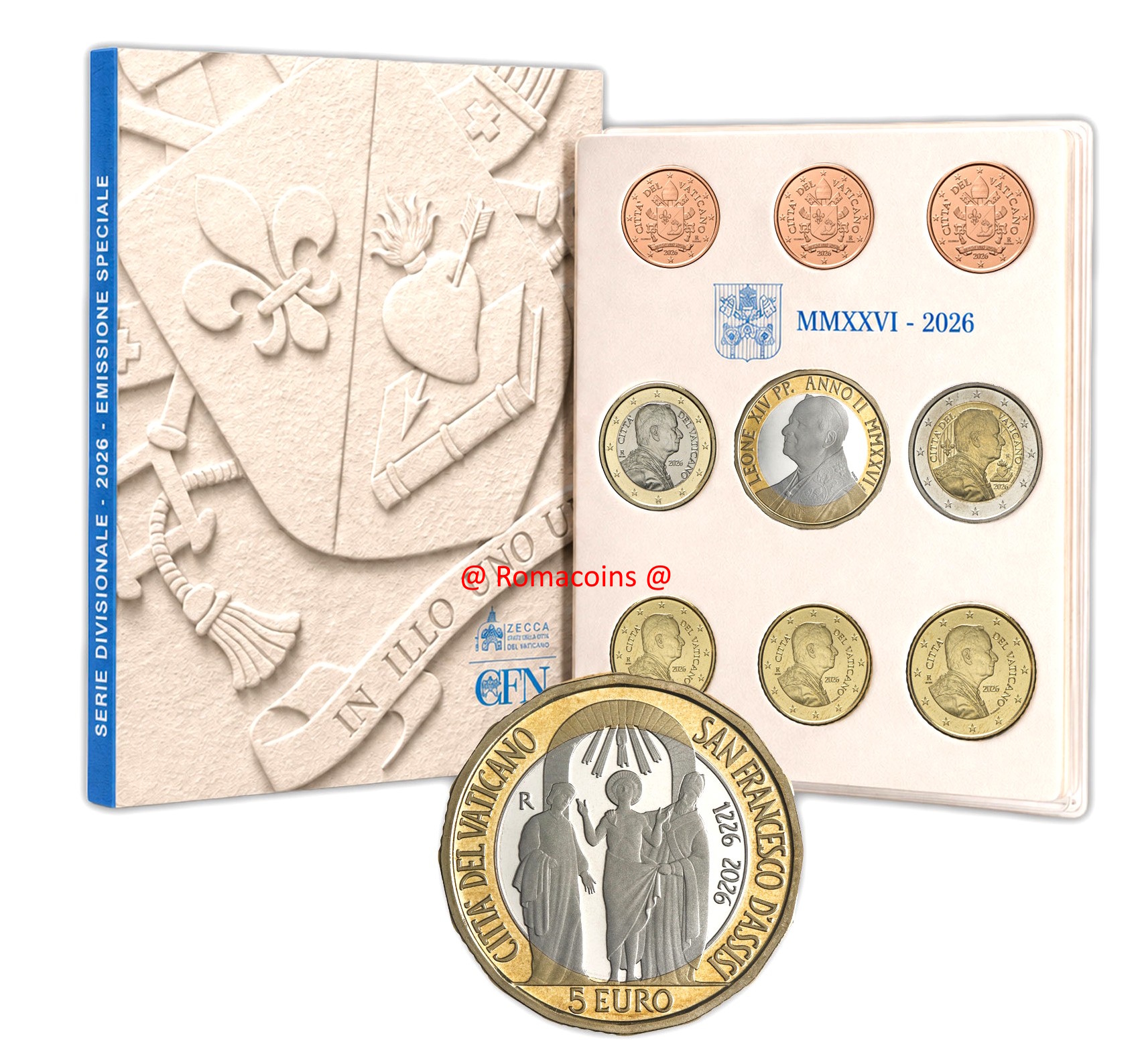 Divisionale Vaticano 2026 Serie Fdc 5 Euro Bimetallico