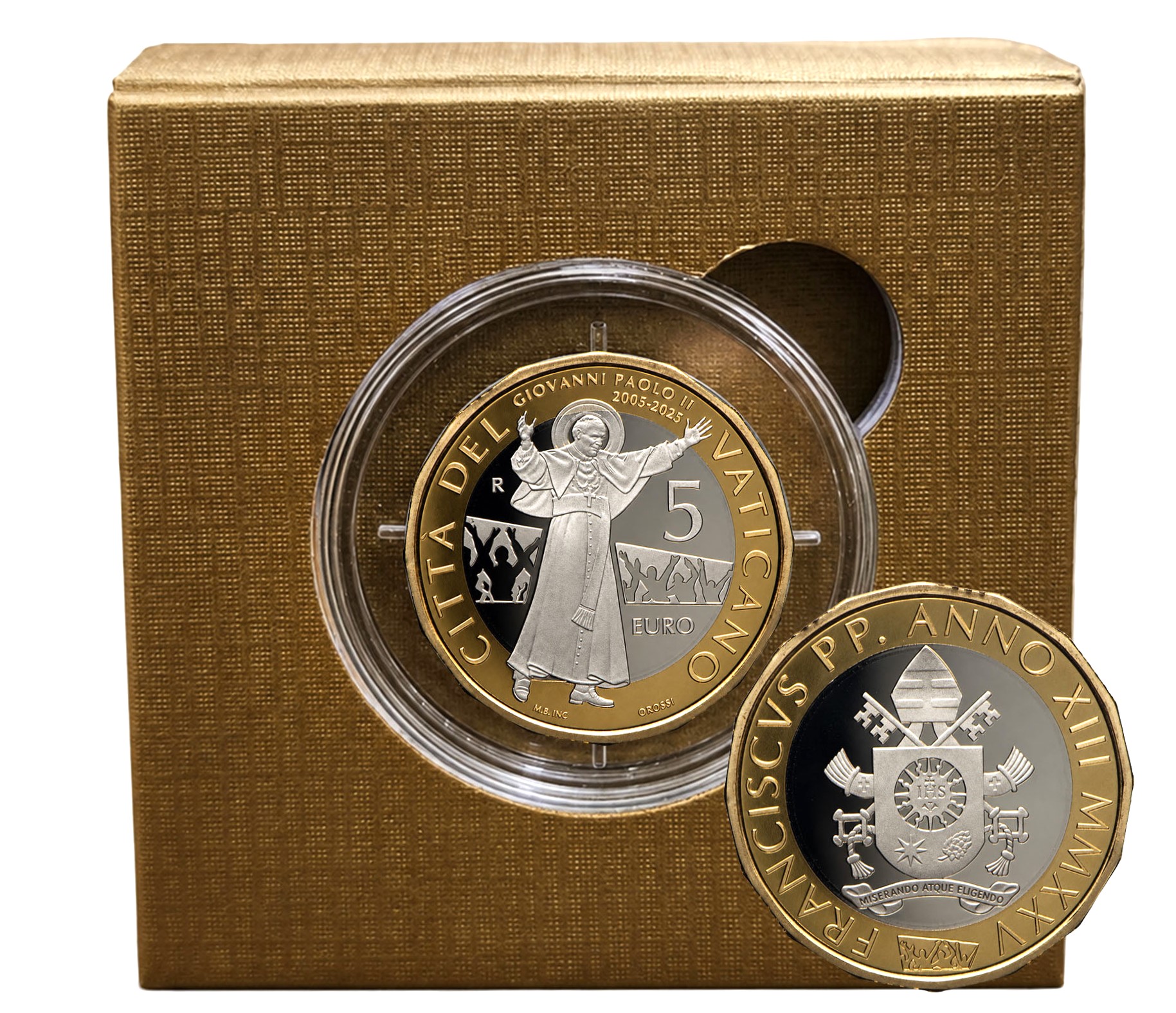 5 Euro Vaticano 2025 Bimetallico Giovanni Paolo II Proof Rara 5 Euro Vaticano 2025 Bimetallico Giovanni Paolo II Proof Rara