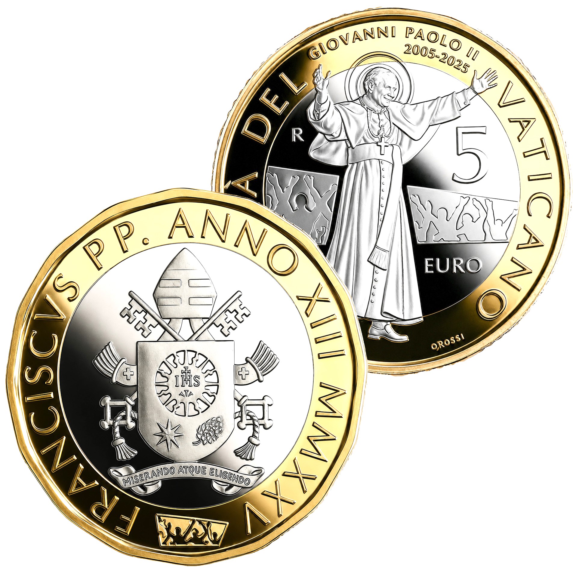 5 Euro Vatikan 2025 Bimetallisch Johannes Paul II PP Selten 5 Euro Vatikan 2025 Bimetallisch Johannes Paul II PP Selten