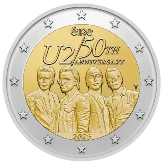 Coincard Ireland U2 50 Years 2026 Bu Brillant Universel
