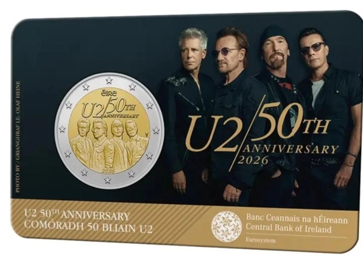 Coincard Irlanda U2 50 Anni 2026 Fior di Conio Fdc